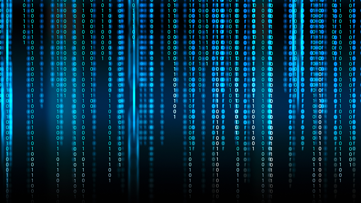 Stylized image of vertical lines of computer code